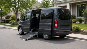 Wheelchair-accessible van with a ramp